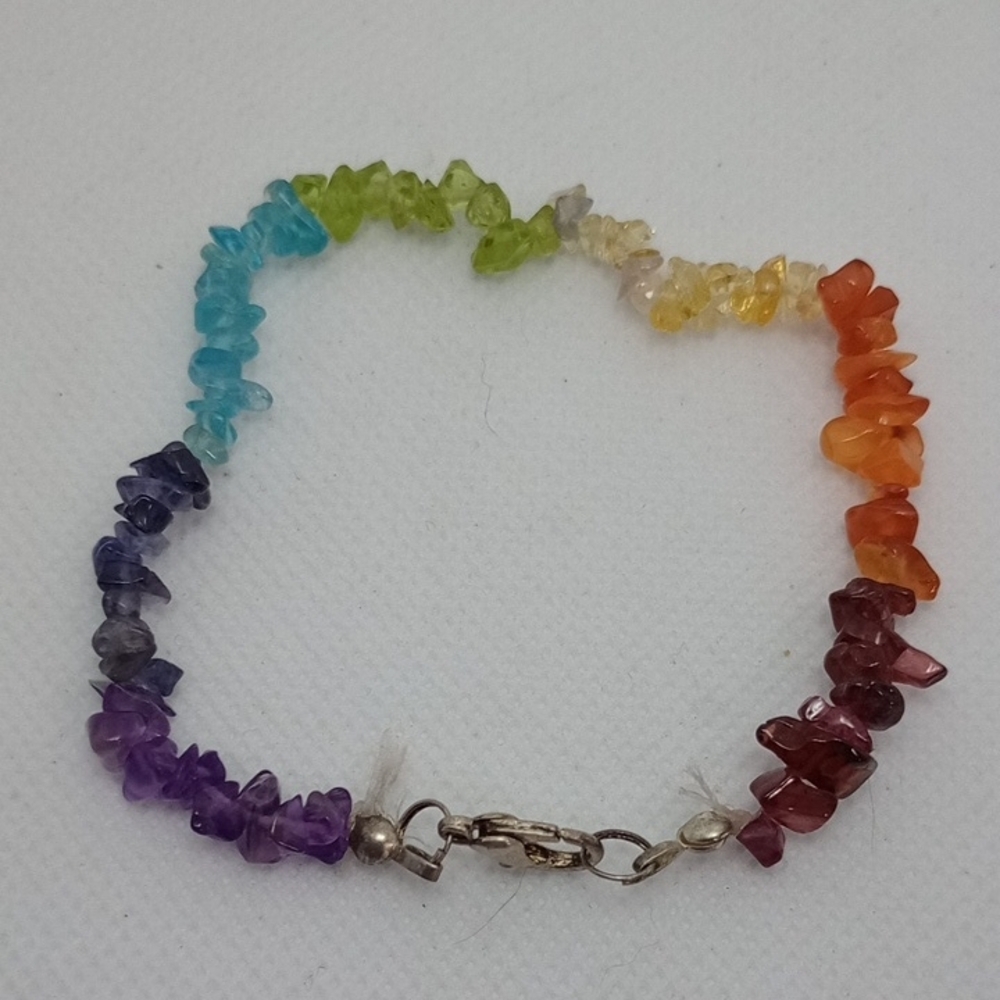 Rainbow Gemstone Bracelet with Natural Stones Gift Casual Everyday Pride Vibrant